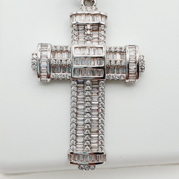 "925 Sterling Silver Plated CZ Pendant, EVBRS607 - Picture 6 of 11